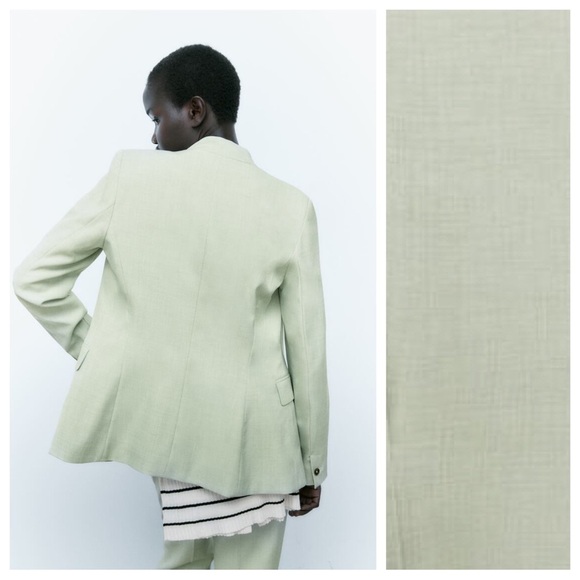 NWT. Zara Green Basic Slim Fit Blazer. Size 6. - Picture 5 of 11
